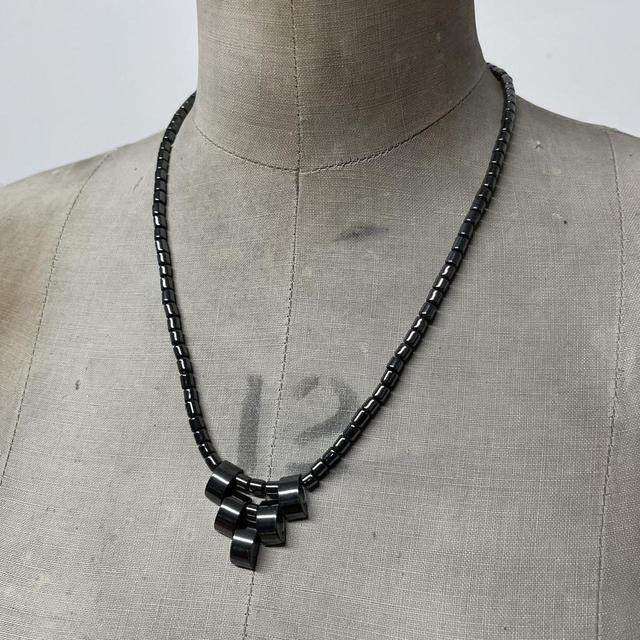 Beaded gothic hematite necklace