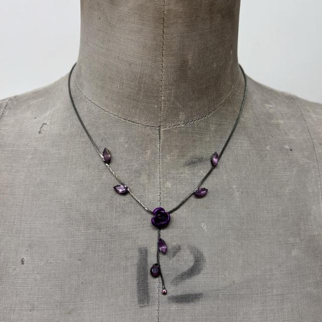 Purple gemstone flower fairy necklace