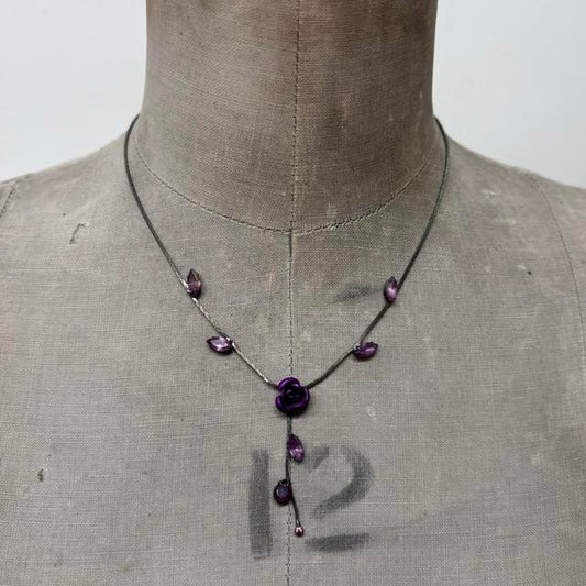 Purple gemstone flower fairy necklace