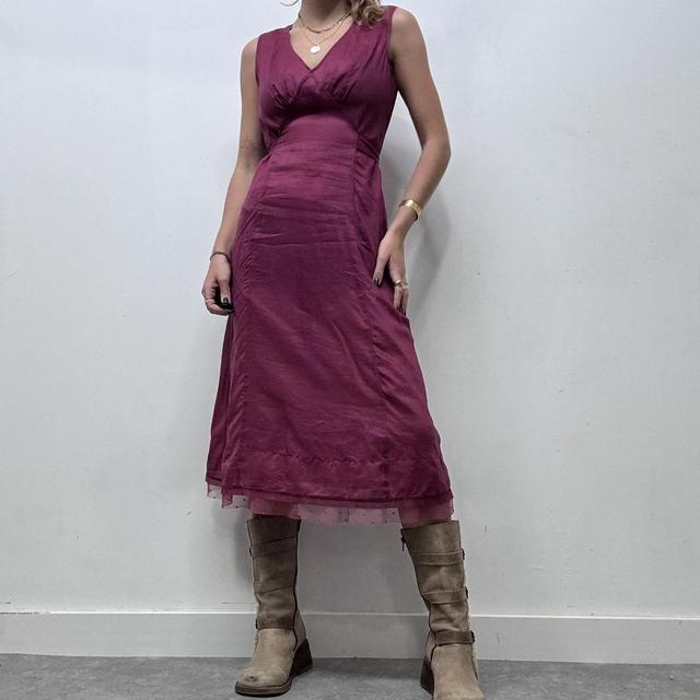 Coquette pink layered flared midi dress