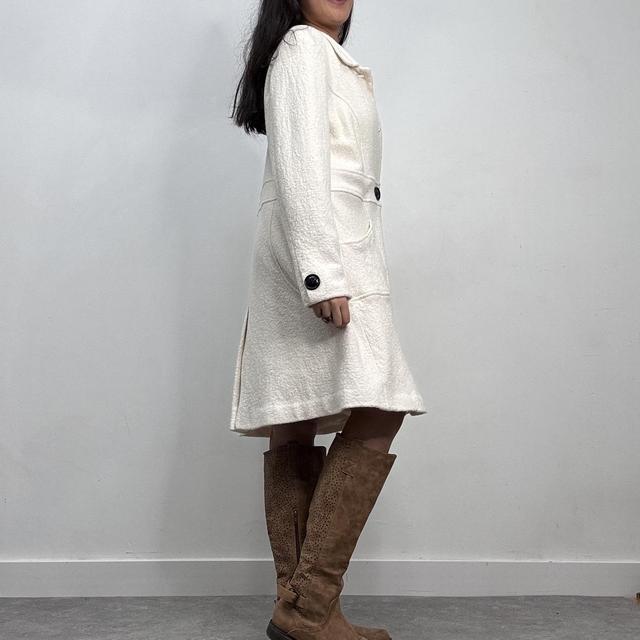 Cream wool button-up peacoat
