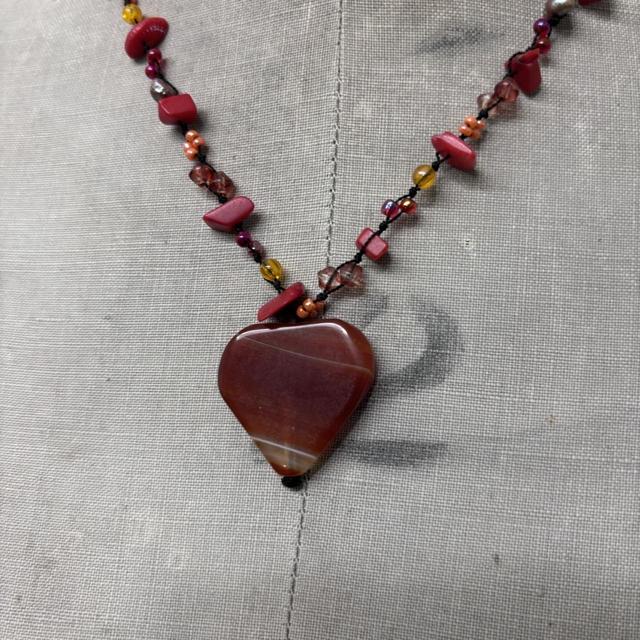 Brown gemstone heart necklace