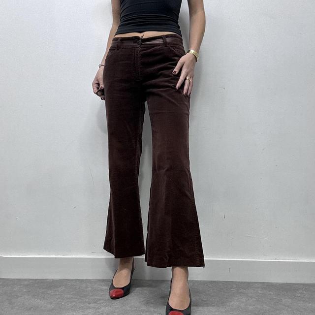 Brown velvet flared jeans