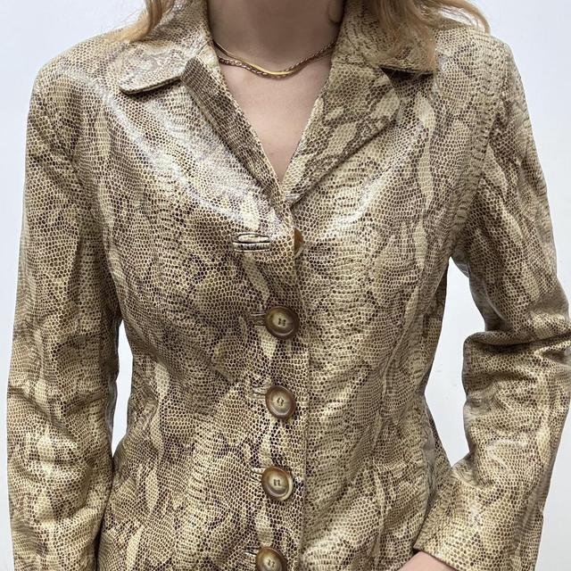 Snakeskin brown leather blazer