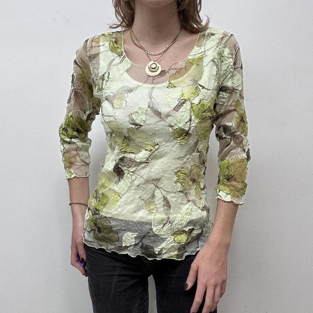 Sheer layered crinkle fairy pixie leaf top