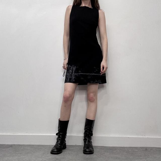 Black a-line graphic Cop copine dress