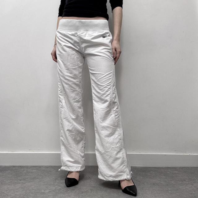 White flared wide leg trackies