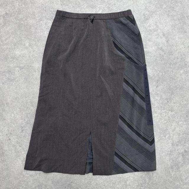 Pinstripe grey suit office skirt