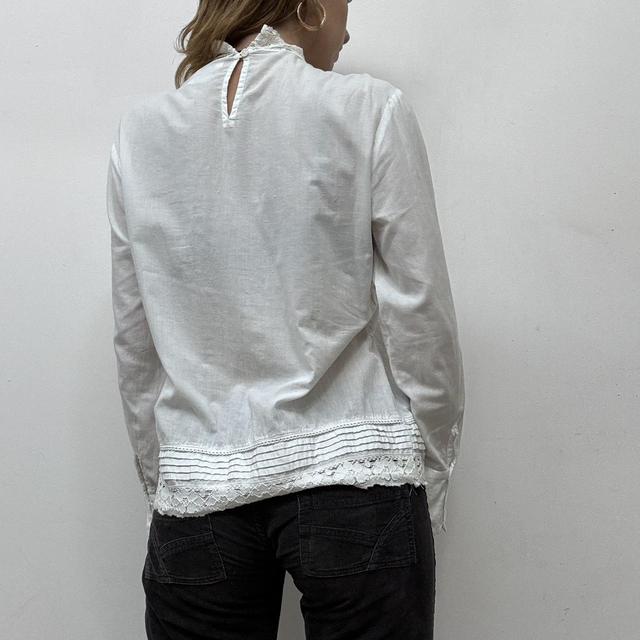 White lace antique style cotton shirt