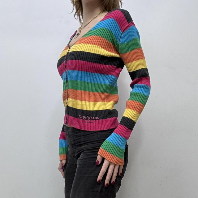 Rainbow ribbed button-up Cardigan