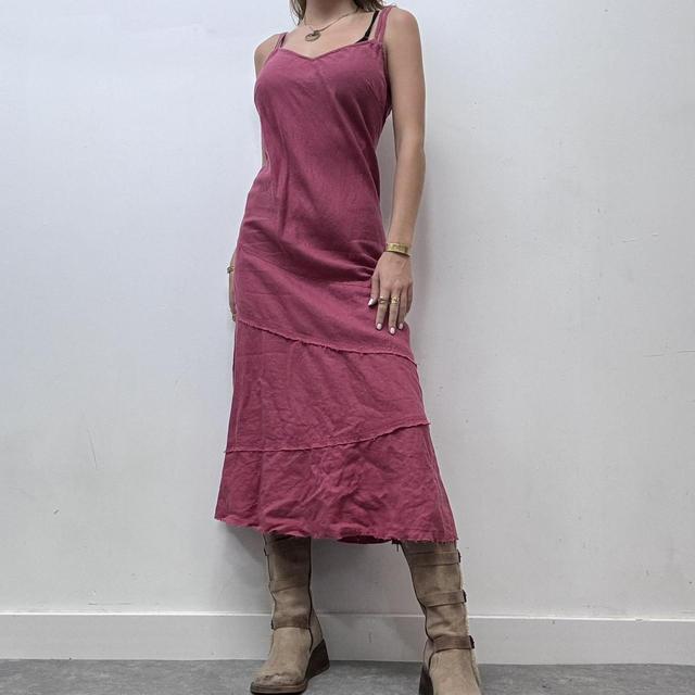 Pink linen bias cut maxi dress