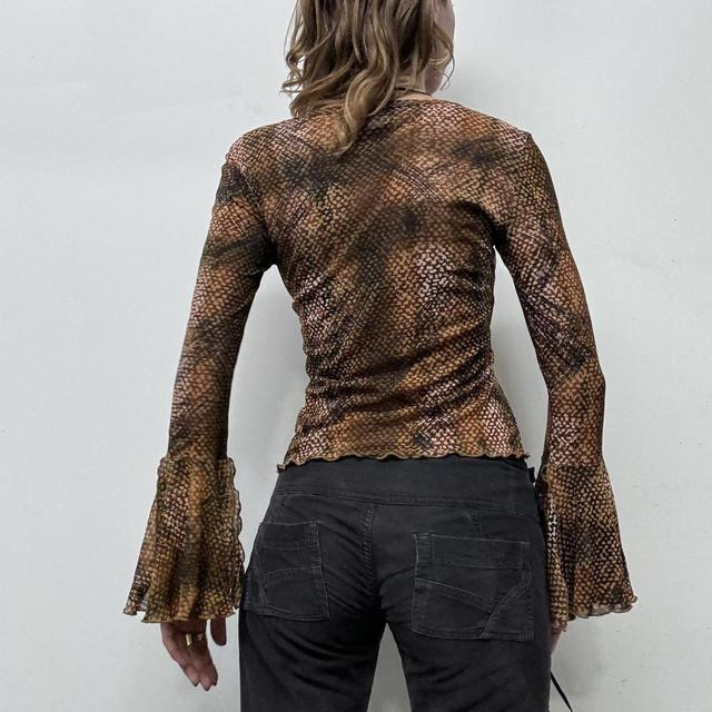 Boho fairy snake print mesh flared top