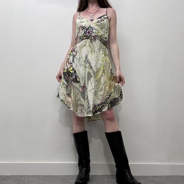 Abstract floral bias midi dress