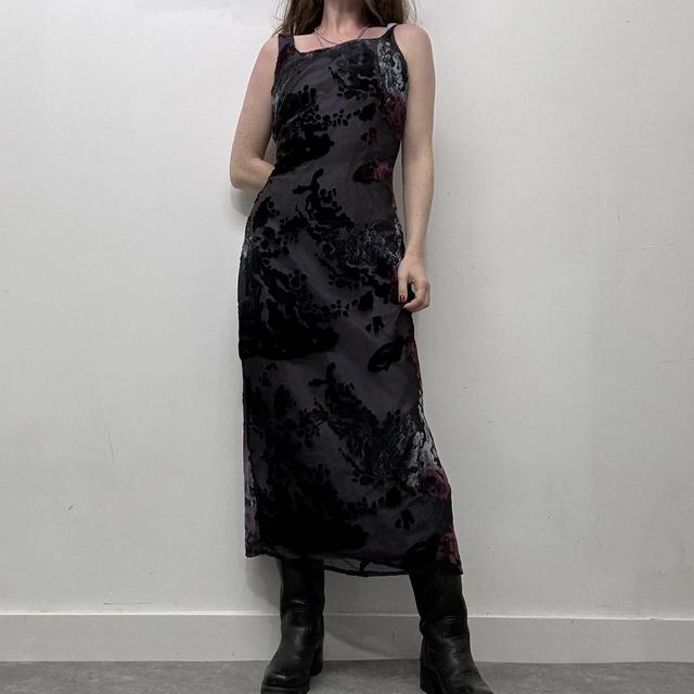 Sheer floral layered maxi dress