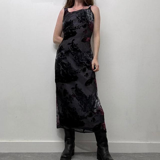 Sheer floral layered maxi dress