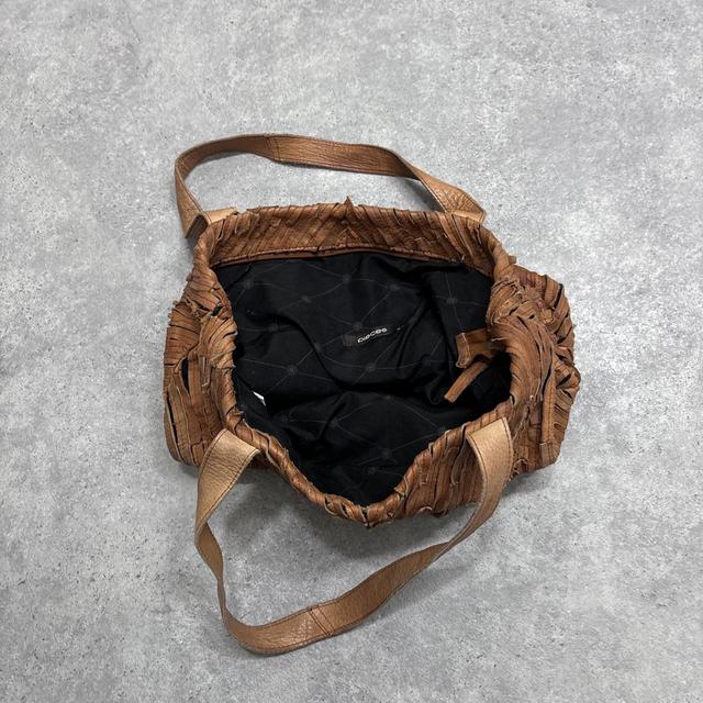 Distressed tan suede leather tote bag