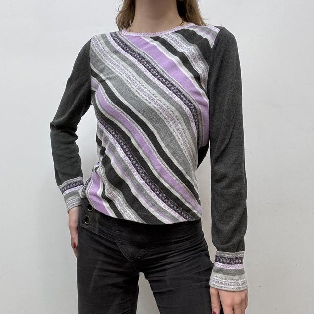 Stripe wool knitted jumper