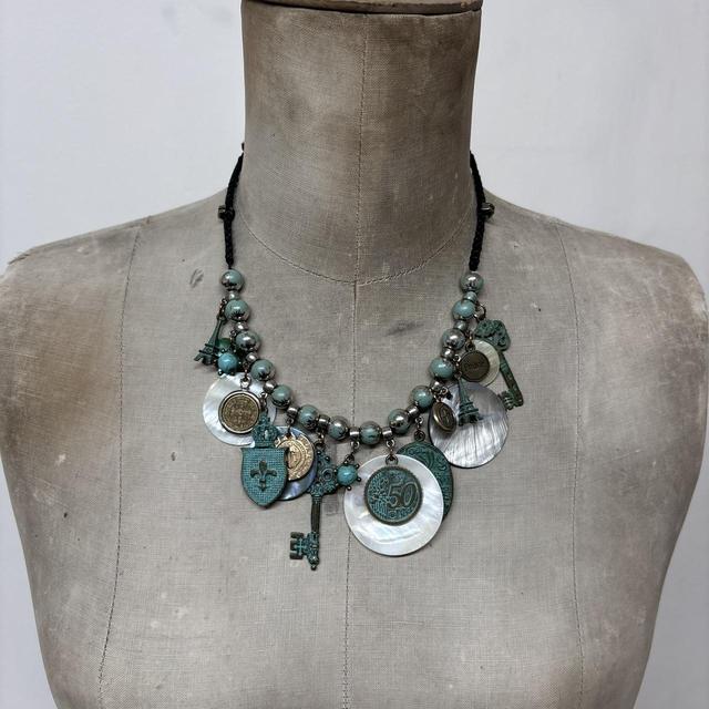 Pearl coin charm necklace