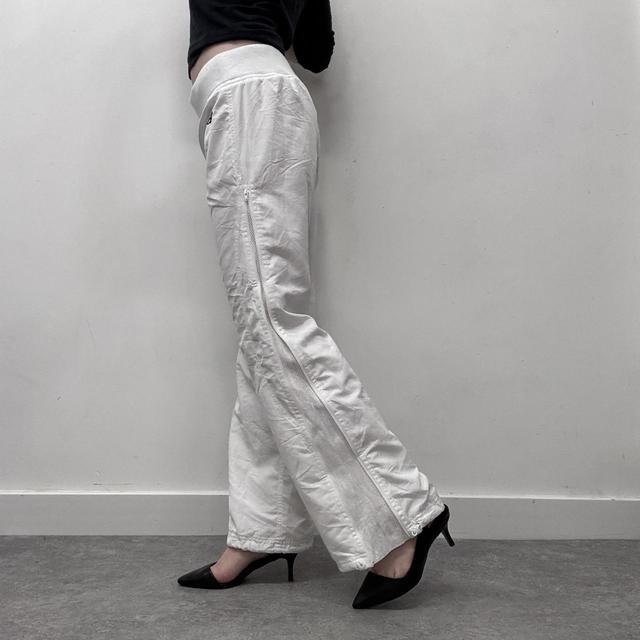 White flared wide leg trackies