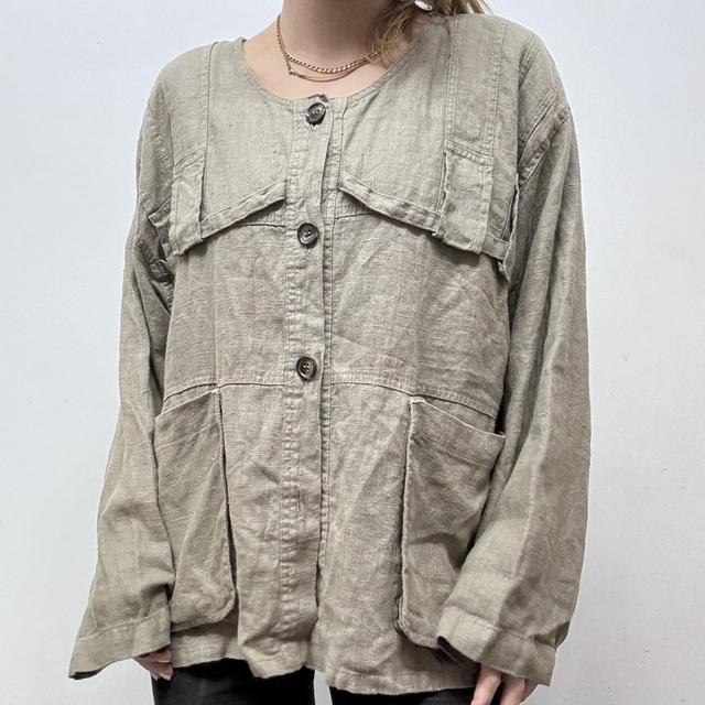 Khaki cargo oversized slouchy jacket