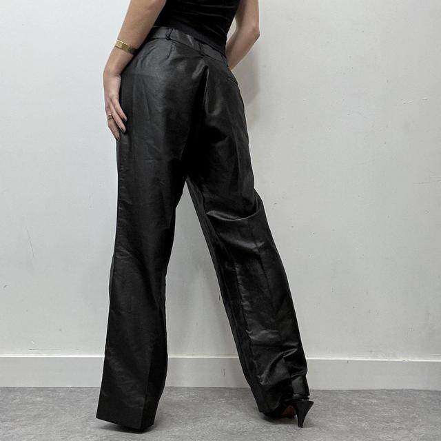 Oversized coated wide leg suit pants