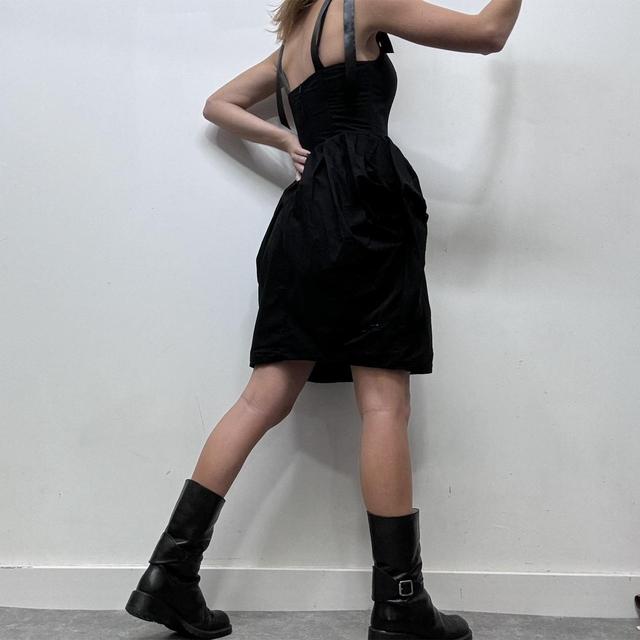 Black puff corset bow dress