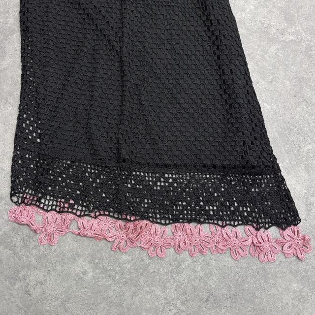 Black lace crochet maxi sheer skirt