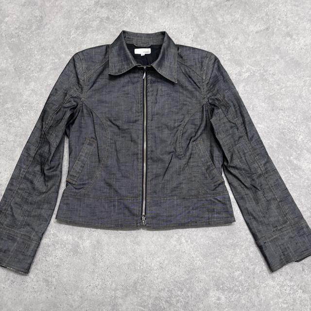 Dark denim cropped zip up jacket
