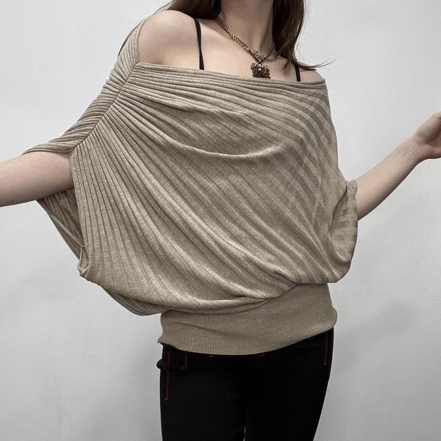 Batwing cowl neck knit jumper