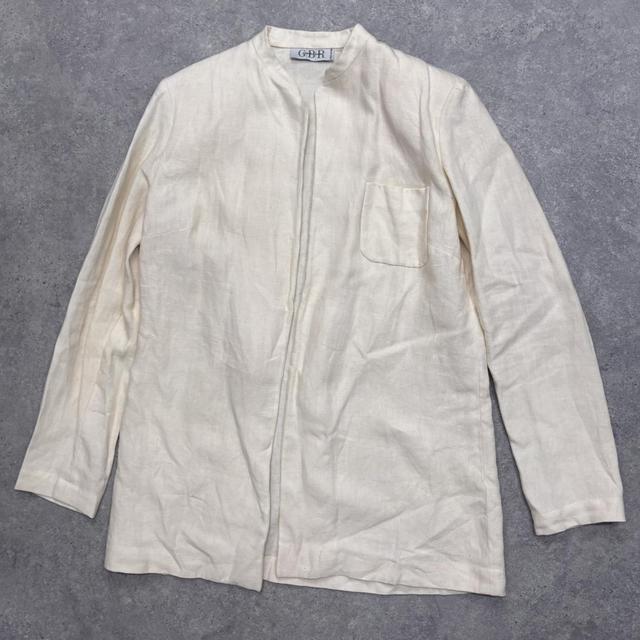 Cream long linen slouchy minimalist blazer