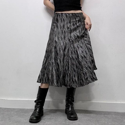 Flared crinkle printed grunge skirt