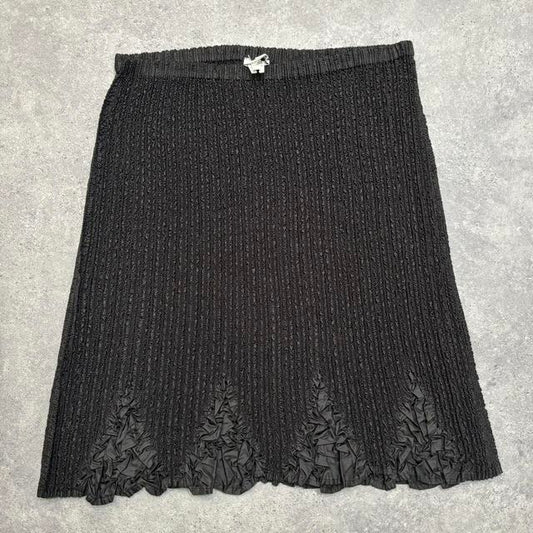 Black pleated midi skirt