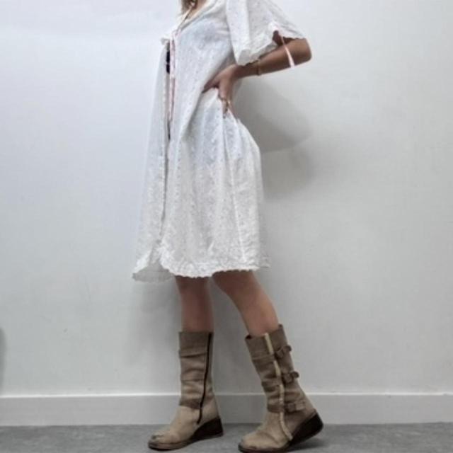White cotton coquette midi dress