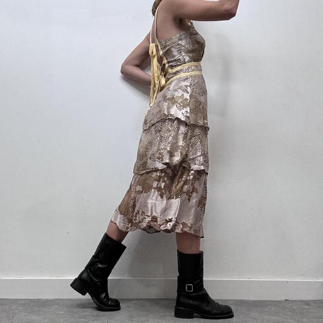 Brown silk layered bow back fairy dress