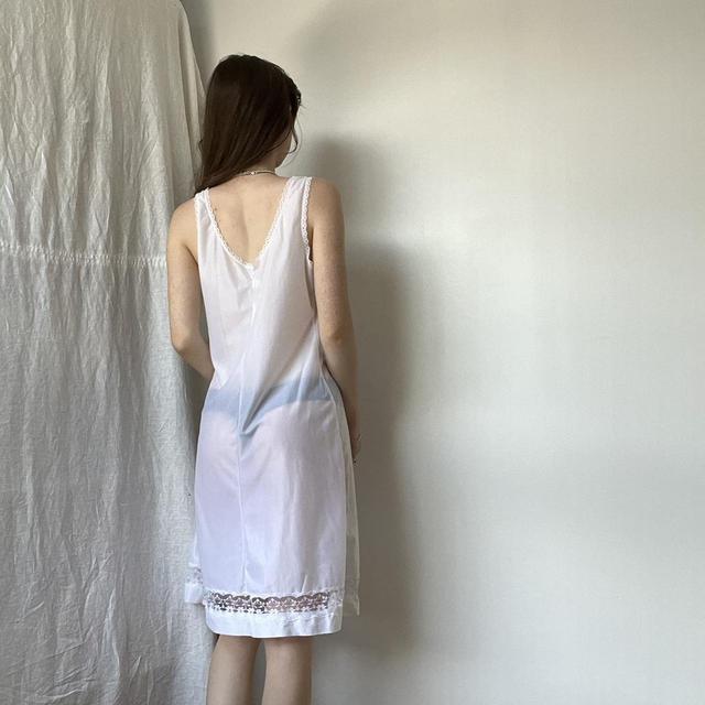 Sheer cami slip dress - true vintage lingerie nightie dress with lace trim in a sheer y2k style nylon material  🌸✨ vintage french