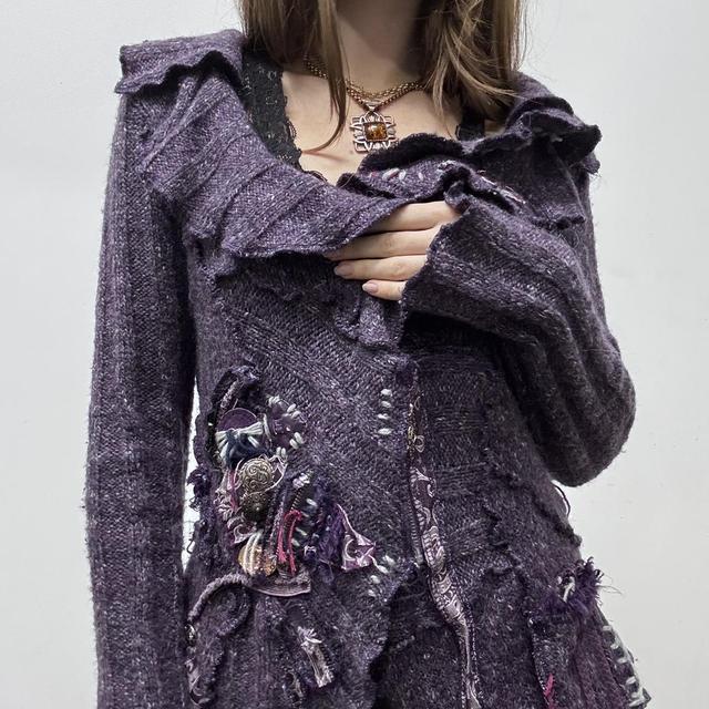 Knitted flared asymmetric off the shoulder cardigan