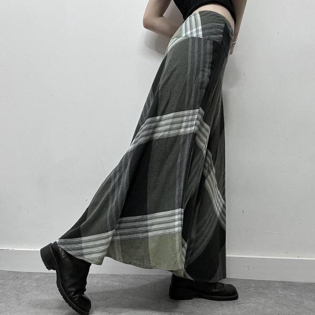 Oversized print tartan checked maxi skirt