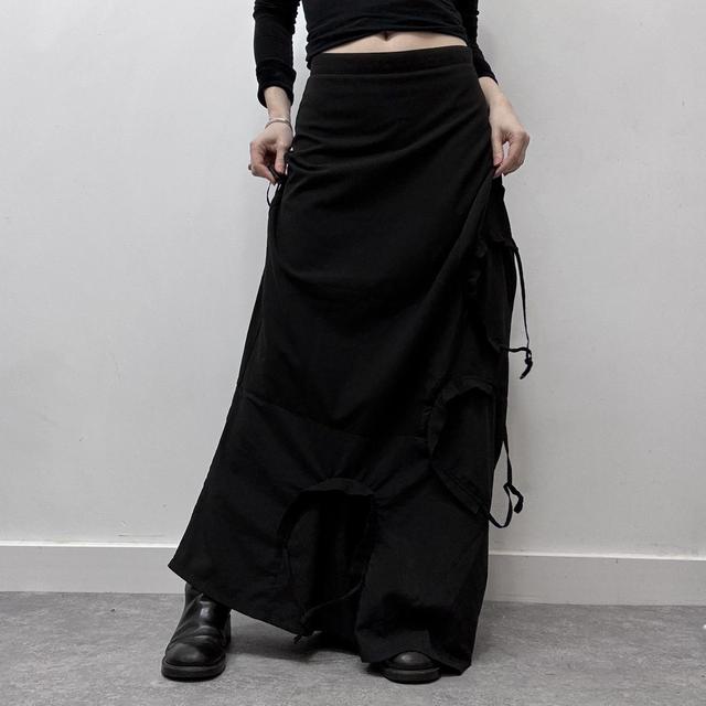 Black asymmetric grunge gathered skirt