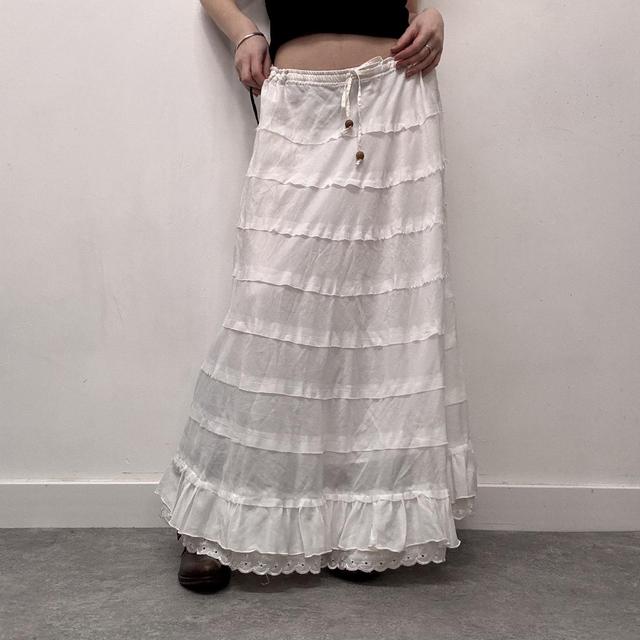 Lace layered tiered maxi skirt