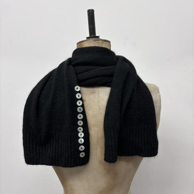 Black wool knitted scarf