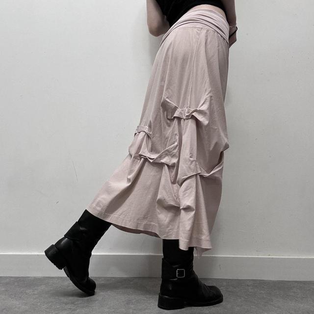Pink gathered drape maxi skirt