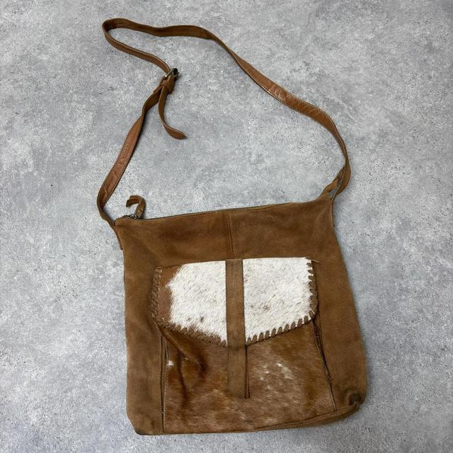 Cow hide leather satchel bag