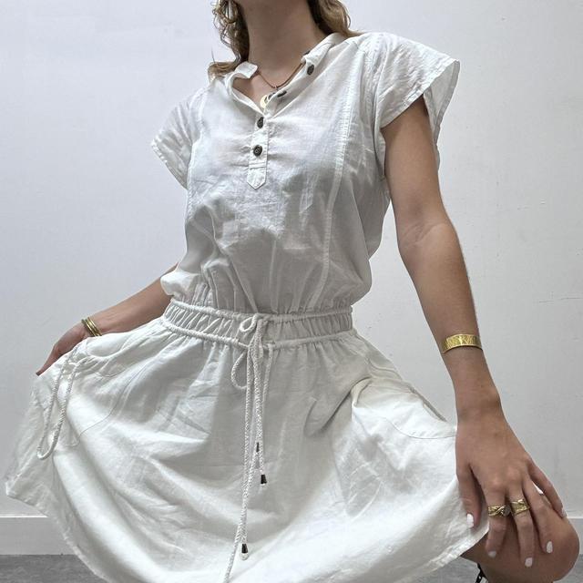 White cotton utility dress