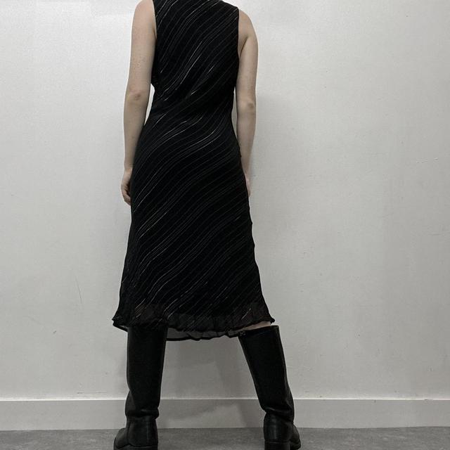 Black pinstripe bias cut 90s dress