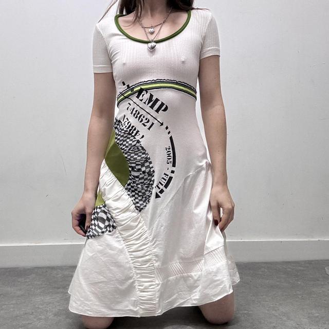 White graphic abstract dress