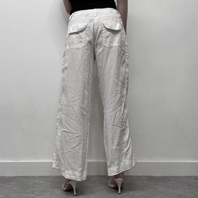 White linen wide oversized trousers