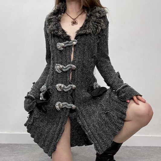 Grey knitted grunge fairy cardigan