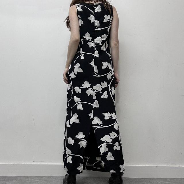 90s wide neck floral printed dress