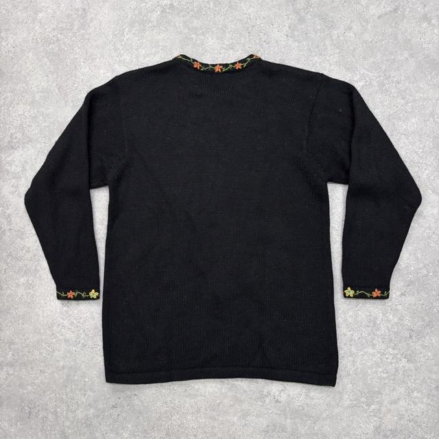 Black vintage flower knitted jumper