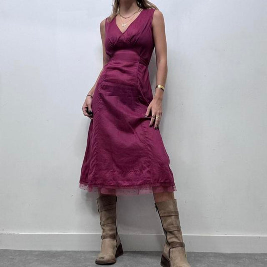 Coquette pink layered flared midi dress